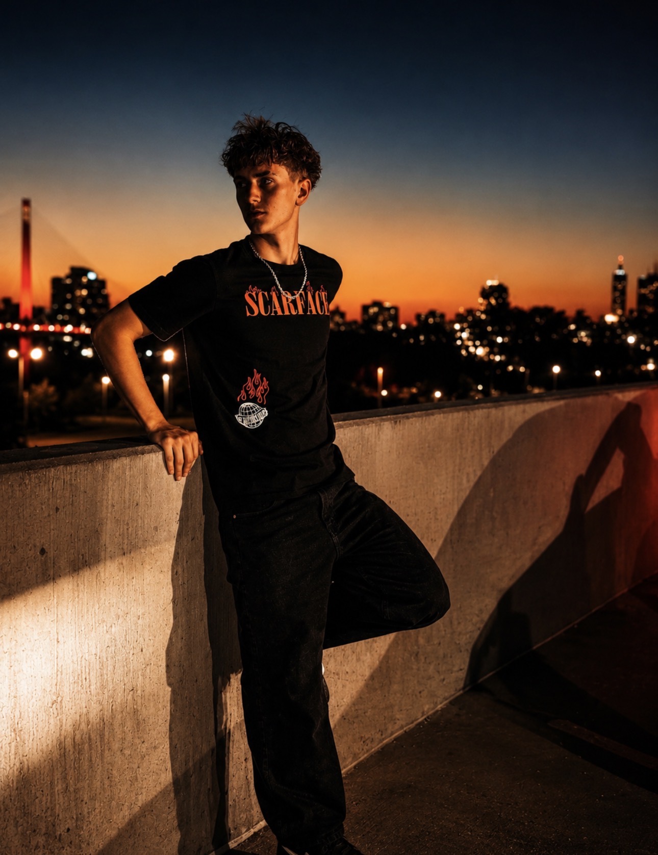 Senior portrait photographed at sunset