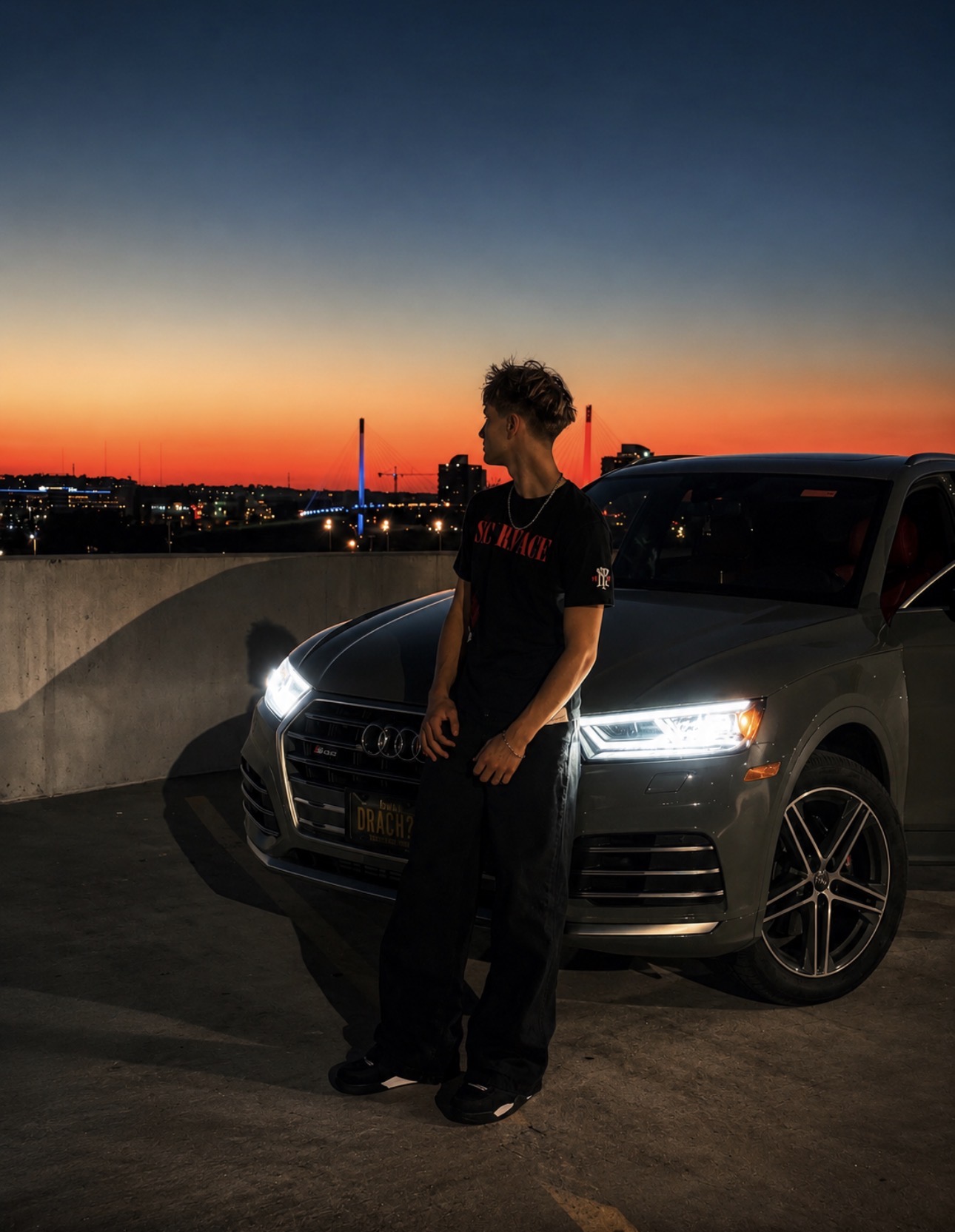 Senior portrait at sunset